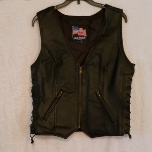 Leather motorcycle vest